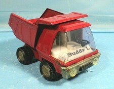 Vintage Buddy L Pressed Steel Red Dump Truck.