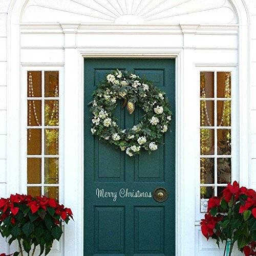 Christmas Wall Decal, White Merry Christmas Front Door Decal,Christmas