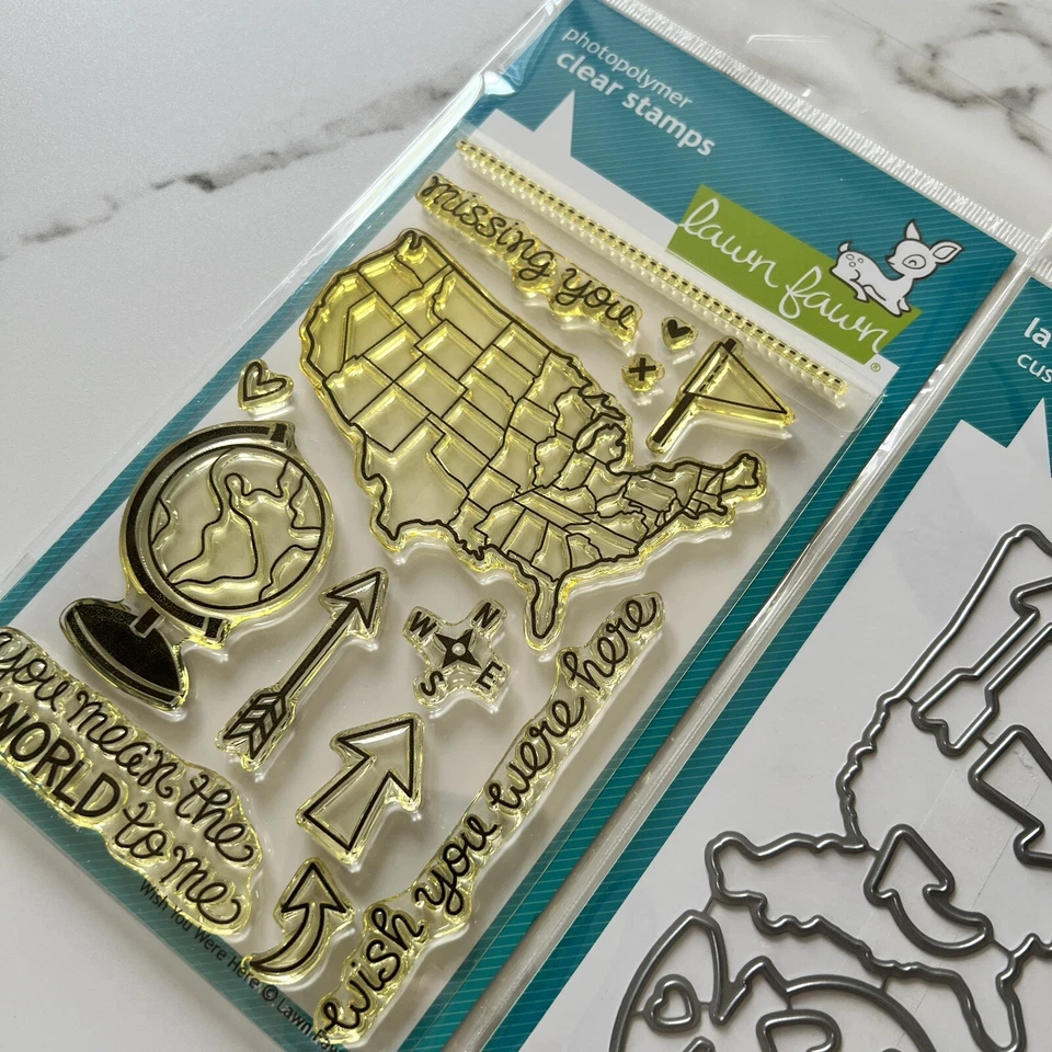 Juego de sellos y troqueles transparentes Lawn Fawn - Wish You Were Here LF603 y LF607 Foto 2 de 4