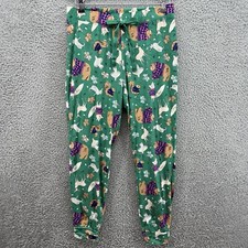 Simple Pleasures Womens M Drawstring Outdoor Animal Print Fleece Pajama Bottoms