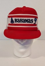 Vtg Bahamas Trucker Mesh Snapback Hat Cap Red  White Snapback