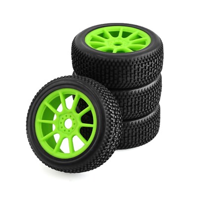 New 4pcs F & R 17mm Hex Wheels &TIRES for Arrma Losi HPI Ofna 1/8 Buggy Green #3