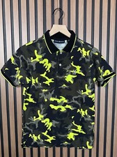 Pyscho Bunny Polo Shirt 14-16 / L Boys Green Army Camouflage Short Sleeve