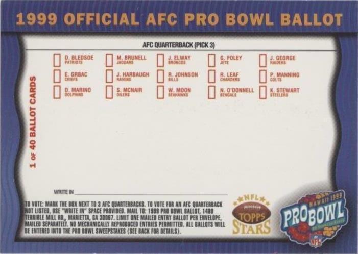 1998 Topps Stars - Ballot Cards AFC Quarterback #1 for sale online | eBay