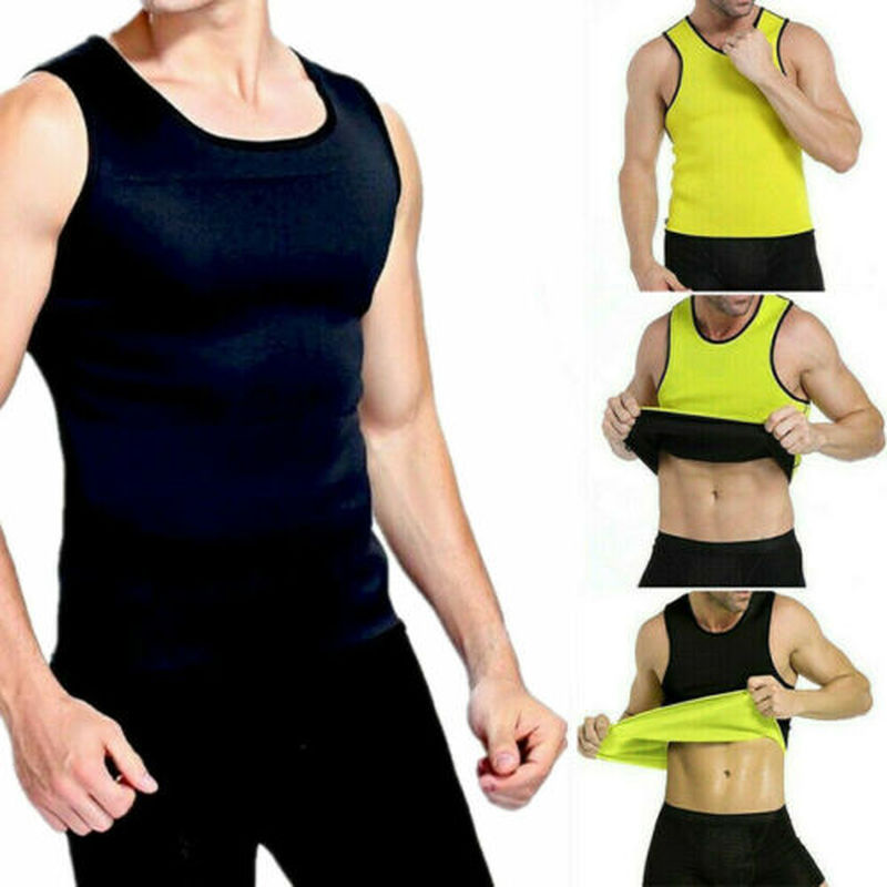 Men's Sauna Vest Neoprene Sweat Shirt Redu Fat Body Shaper Hot Cami Training Top