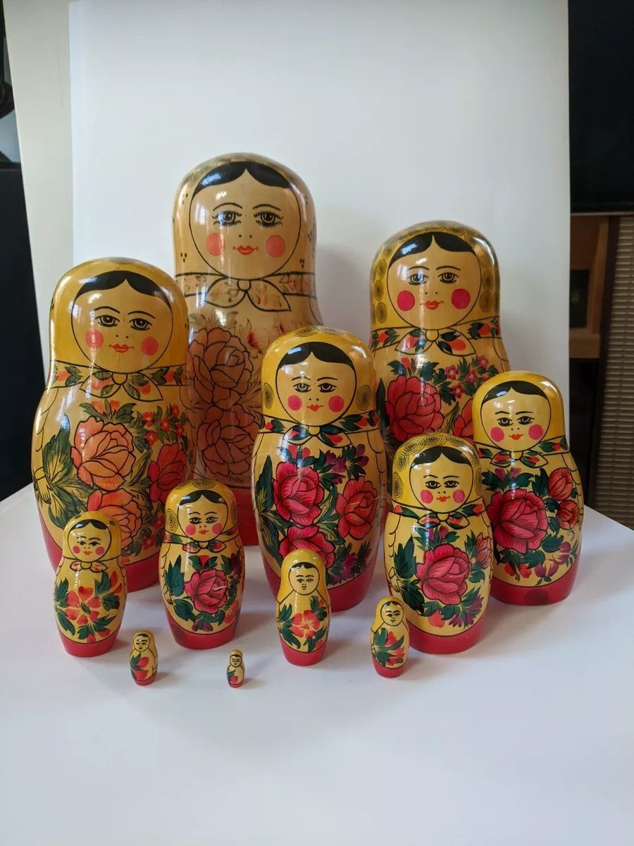 Russian wood Nesting dolls Matryoshka set 12 pcs. Hand painted USSR largest 12''