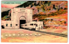 Postcard Train Going Through Moffat Tunnel in Colorado