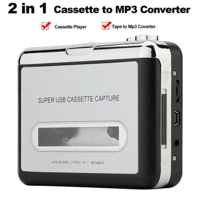 Cassette Tape Player Portable Converter Recorder Convert Tapes to Digital MP3