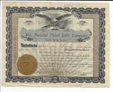 CONNECTICUT 1910 The National Metal Lath Company Stock Certificate #2 Plainville