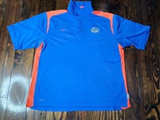 Nike Polo Shirt Men's XL Blue Orange Florida Gators Fit Dry Polyester