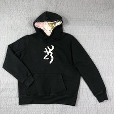 Sudadera con Capucha Browning Mujer XL Negra Camuflada Capucha Buckmark Ciervo Logo Polar Pullover