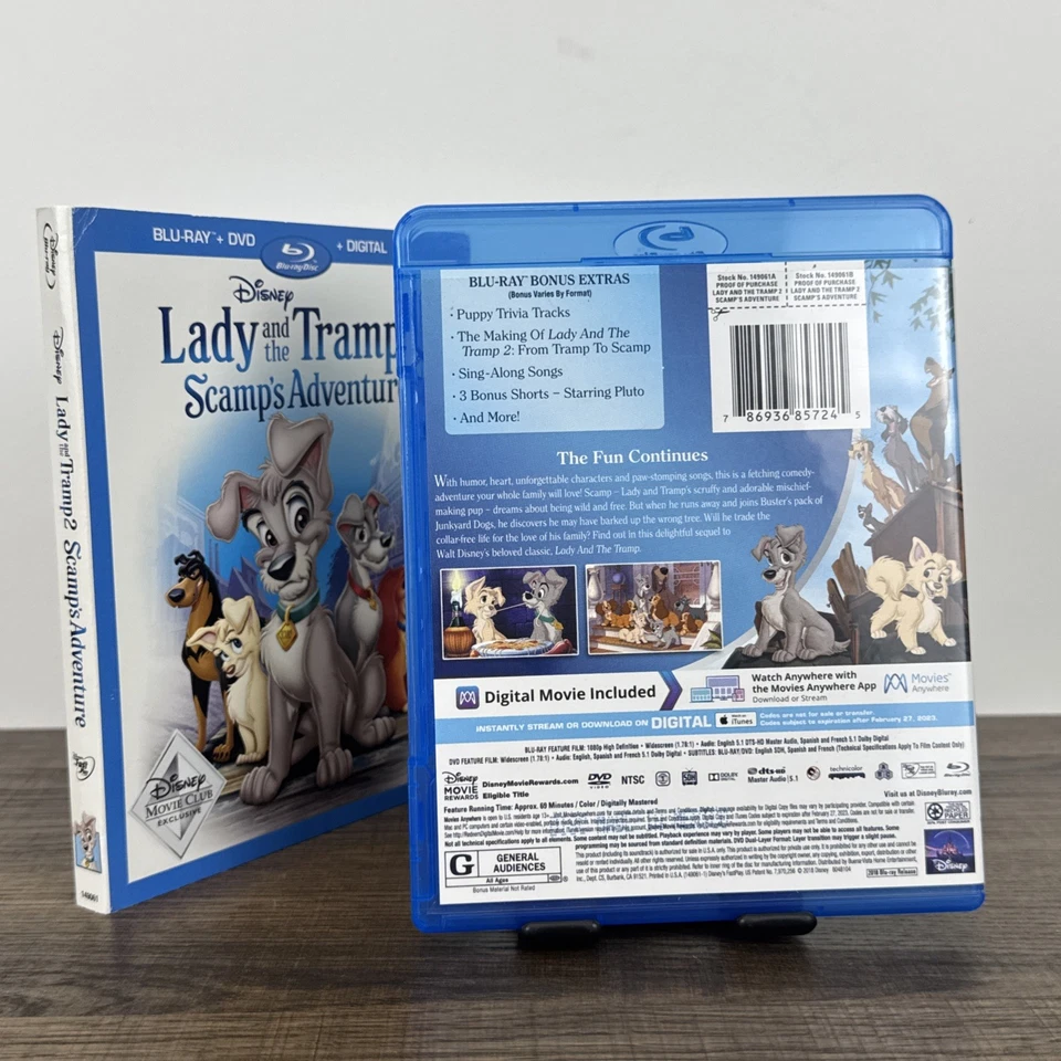 Lady and the Tramp 2: Scamp's Adventure Blu-ray/DVD Combo W/Slipcover, No Code Foto 2 de 3