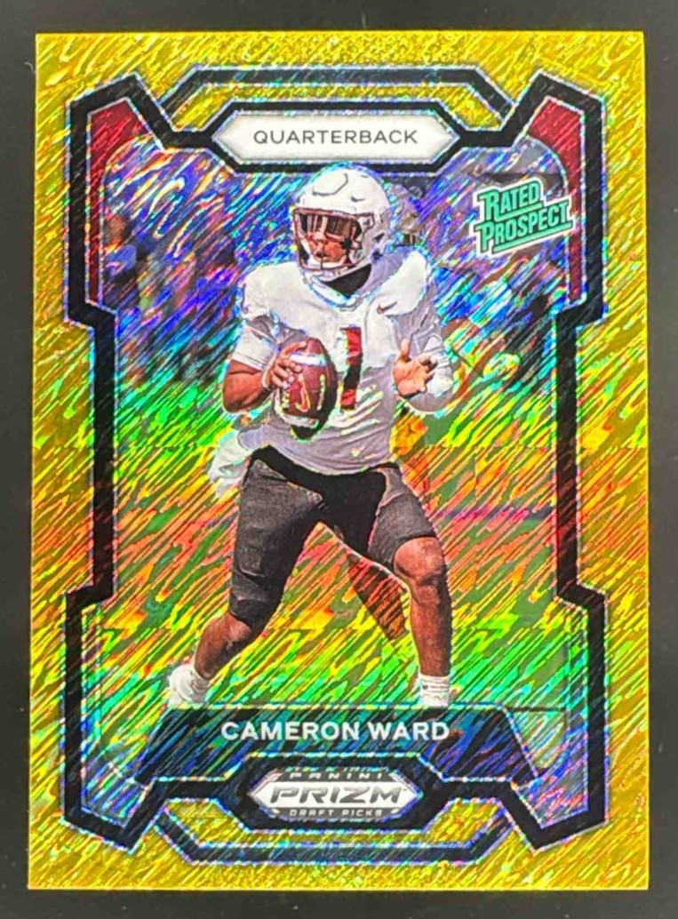 2024 Prizm Collegiate Draft Picks Cameron Ward Gold Shimmer /15 Rated Prospect