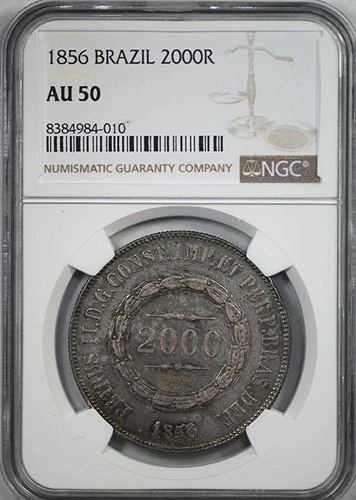 1856 Brazil 2000R Reis NGC AU50