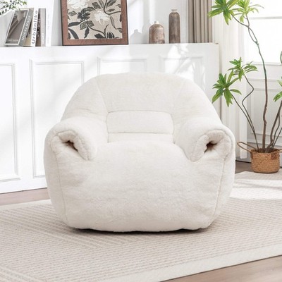 Bean Bag Chair, Comfy Bean Bag Sofa with Back Support, Faux Fur Bean Bag Chair f