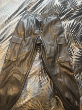 Faux Leather Cuffed Joggers