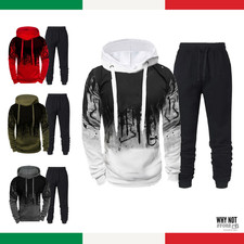 Tuta Completa sportiva Da Uomo Tracksuite Ginnastica Felpa Cappuccio + Pantalone