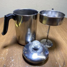 Revere Ware Percolator Coffee Pot 1801 Copper Bottom USA Made Glass Knob