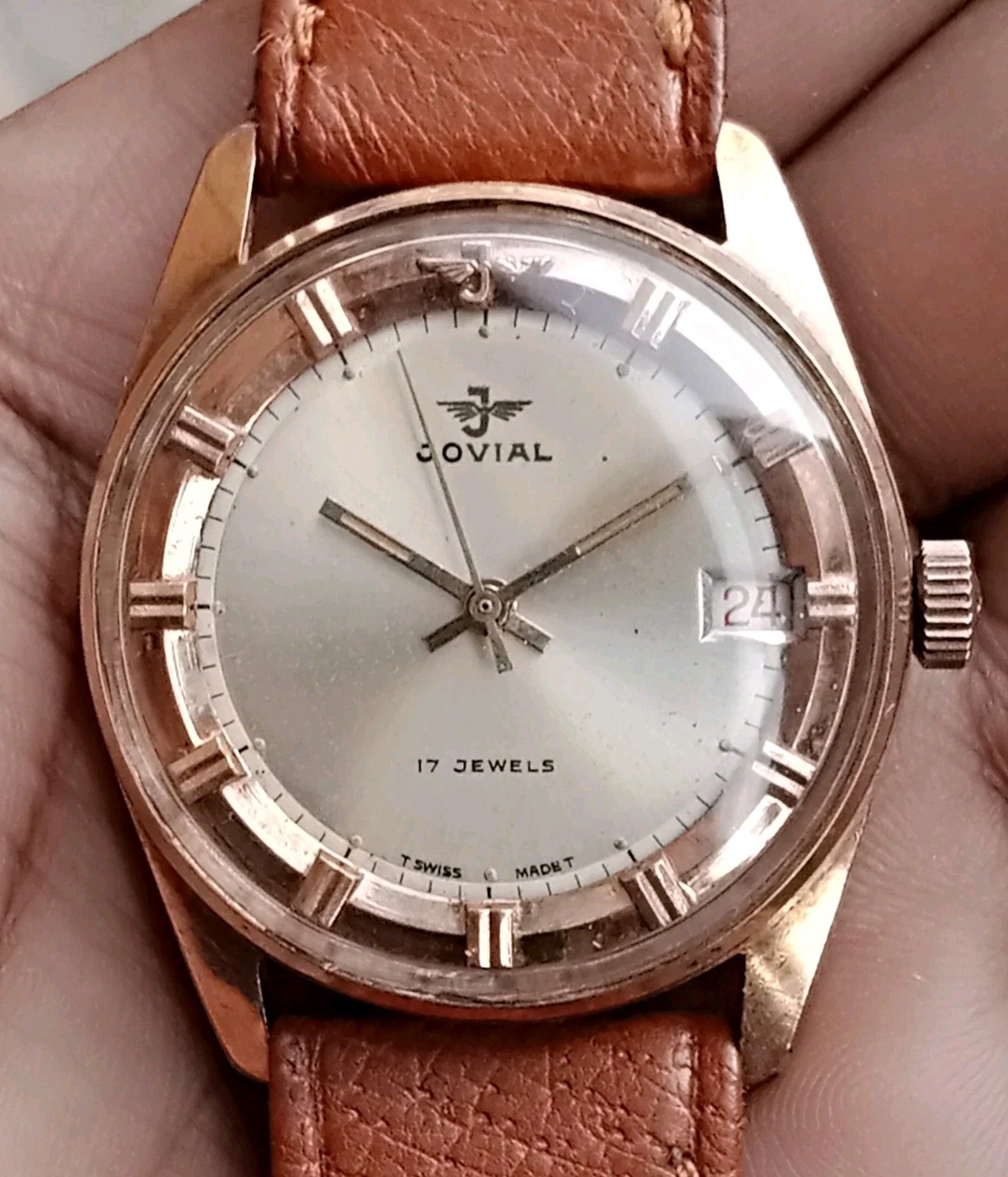 Watch 17 Swiss Mens jewels Gold Plated Jovial - VintageWatches.PK Watch 17 Swiss Mens jewels Gold Plated Jovial - vintagewatches.pk