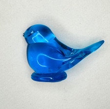 Bluebird of Happiness Signed Leo Ward 1990 Terra Studios Blue Glass Figurine