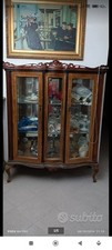 Antica Vetrina cristalliera vetrina libreria in legno d' epoca 900
