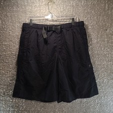 Columbia Men Cargo Shorts Large Black Belted Omni Shade Cargo Hiking Swim Nylon