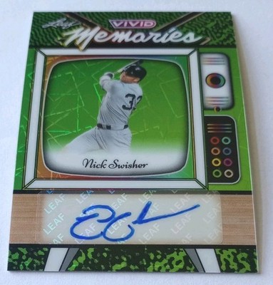 Nick Swisher 2025 Leaf Vivid Memories Green Laser Auto 1/1 Yankees Case Hit   