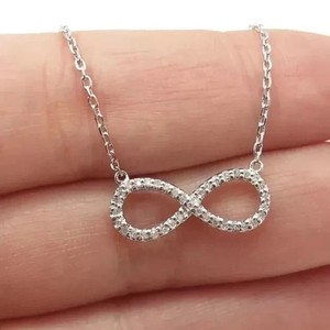 Authentic 1.60 Ct Round Cut Created Diamond Women's Infinity Pendant 14K White Gold Plated