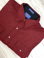 Vintage Pendleton Shirt XL Maroon Red High Grade Western Wool Pearl Snap USA