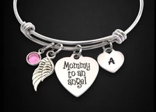 Mommy to an Angel Bracelet w/ Initial, Memorial Loss of Child Miscarriage