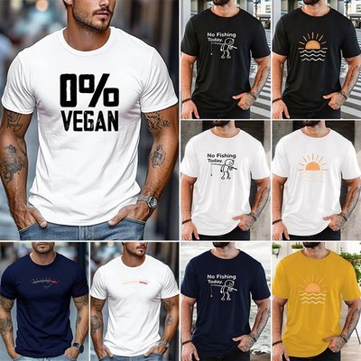 Mens Casual Short Sleeve T-Shirt Graphic Printed Summer Streetwear Tee S-2XL)