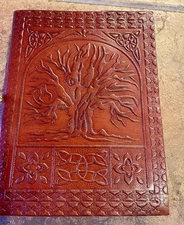 Tree Of Life Handmade Leather Bound Journal With Handmade Paper From India 6. 8