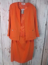 NWT KASPER 12 / 14 Orange Open Front Blazer & Skirt Suit Mixed Sizes