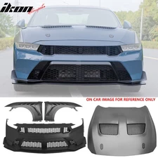 Fits 24-26 Ford Mustang Front Bumper Cover + Hood + Fender GTD Style (Matte Lip)