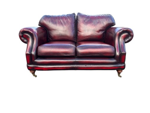 THOMAS LLYOD CONSORT LEATHER OXBLOOD 2 SEATER SOFA | eBay UK