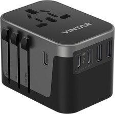 30W Universal International Travel Power Adapter 3 USB-C 2 USB-A Ports