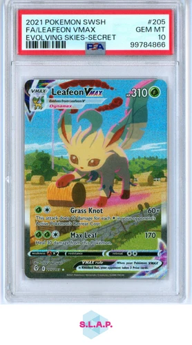LEAFEON VMAX POKEMON 205/203 2021 EVOLVING SKIES SPECI4L ILL RARE ENG PSA 10