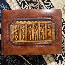 Antique Italian Hand Tooled Leather Photo Album Angel's 