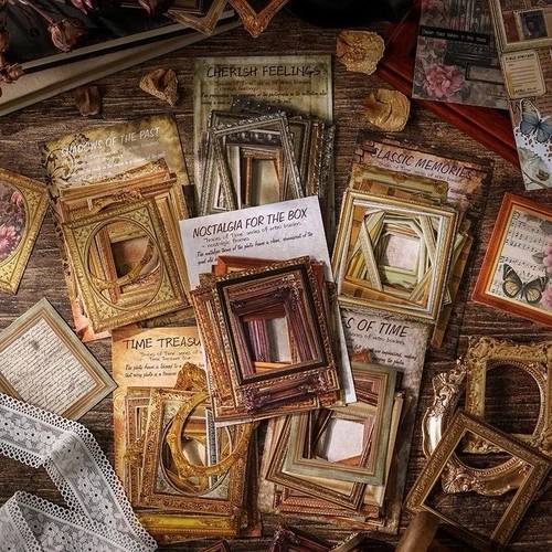 30Pcs Random Retro Scrapbook Embellishments Window Frame DIY Craft Stickers