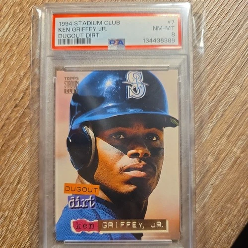 Ken Griffey Jr 1994 Stadium Club Dugout Dirt #7 Mariners PSA 8 NM-MT!