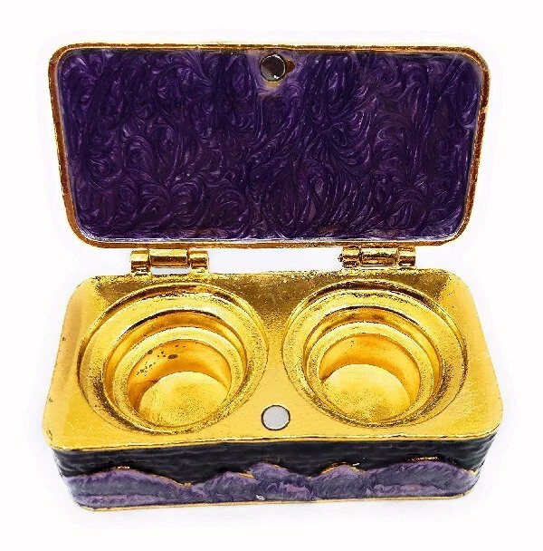 Juego de candelabros de viaje pintados a mano esmalte en peltre con cristales de Swarovski Foto 2 de 3