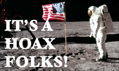 3x5 inch It's A Hoax Folks Sticker - moon landing lies government myth false