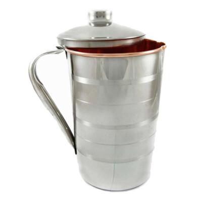 #ad Steel Copper Jug Pitcher Serving Water 1500ml Ayurveda Health Benefit Restaurant $33.34