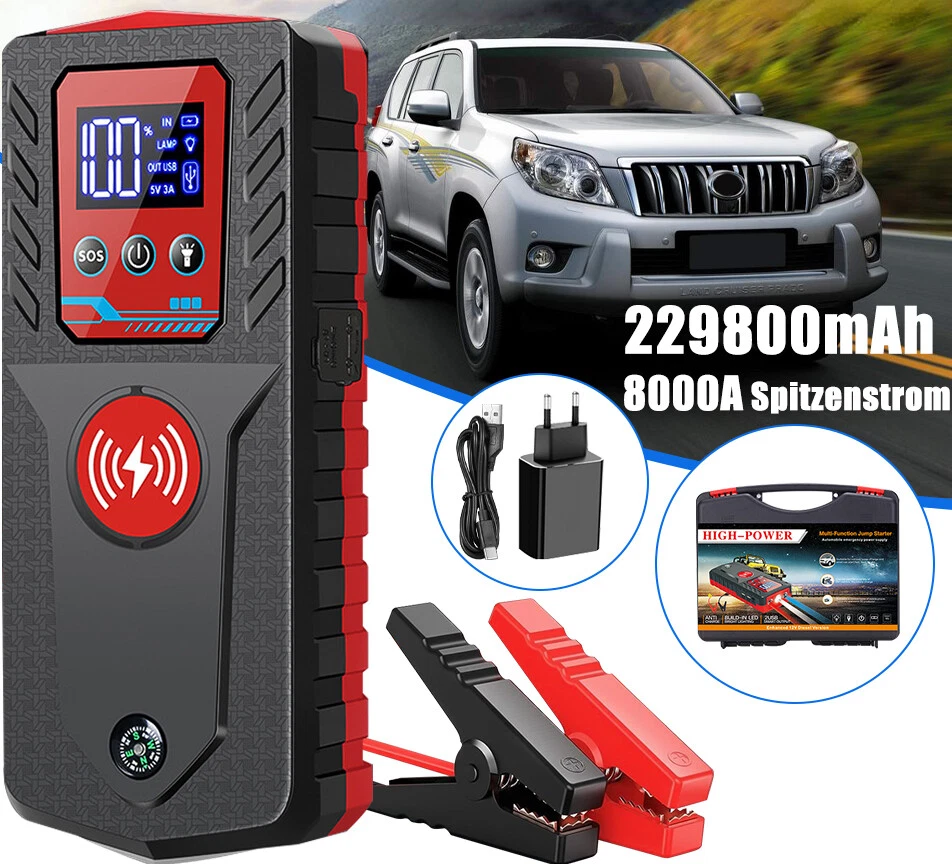 8000A Avviamento Auto Jump Starter Caricabatterie 12V Auto Booster Powerbank + Scatola - Immagine 4 di 4