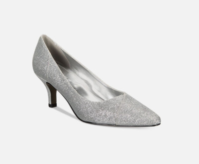 Easy Street Alive At 5 Women's Silver Chiffon Slip On Pumps Size 7