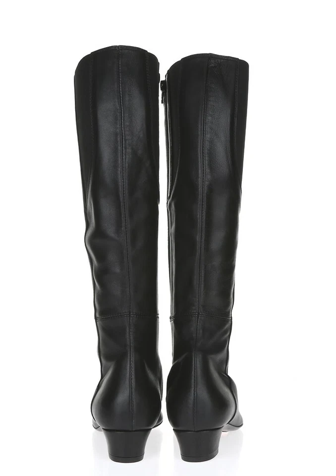 Womens Agl Black Leather Knee High Tall Side Zip Boots Shoes Size 38 M New! - Image 4 of 4