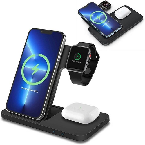 15W 3in1  Wireless Charging Station Dock For Apple Watch Air Pods iPhone 13 12 - Picture 1 of 19