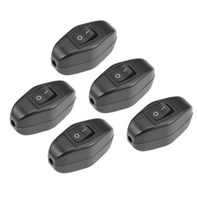 5Pcs Inline Cord Switch AC 250V 6A SPST On-Off Rocker Switch for Lamp Light US