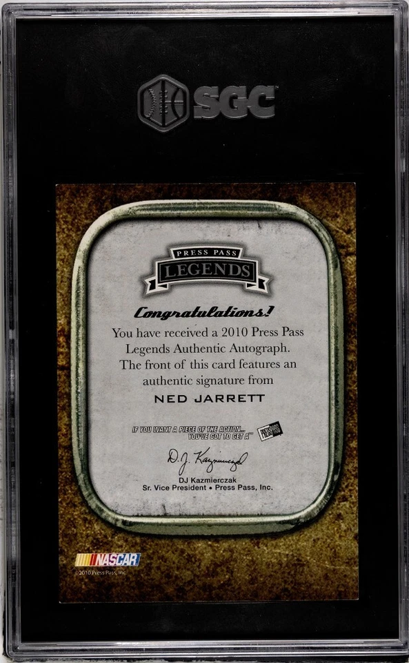 NED JARRETT 2010 PRESS PASS LEGENDS AUTOGRAPH CARD SSP /125 AUTO SGC 10 - 10 - Image 3 of 3