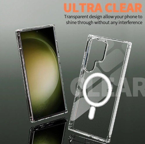 For MagSafe Samsung S25 S24 S23 FE Ultra Plus Clear Shockproof Magnetic Cover - Picture 2 of 20